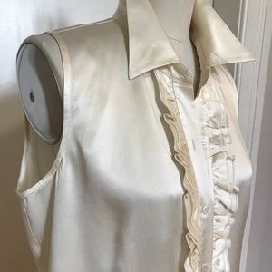 Sleeveless Silk Charmeuse Tuxedo shirt